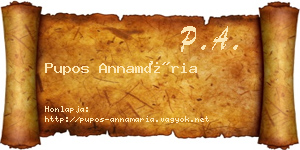 Pupos Annamária névjegykártya